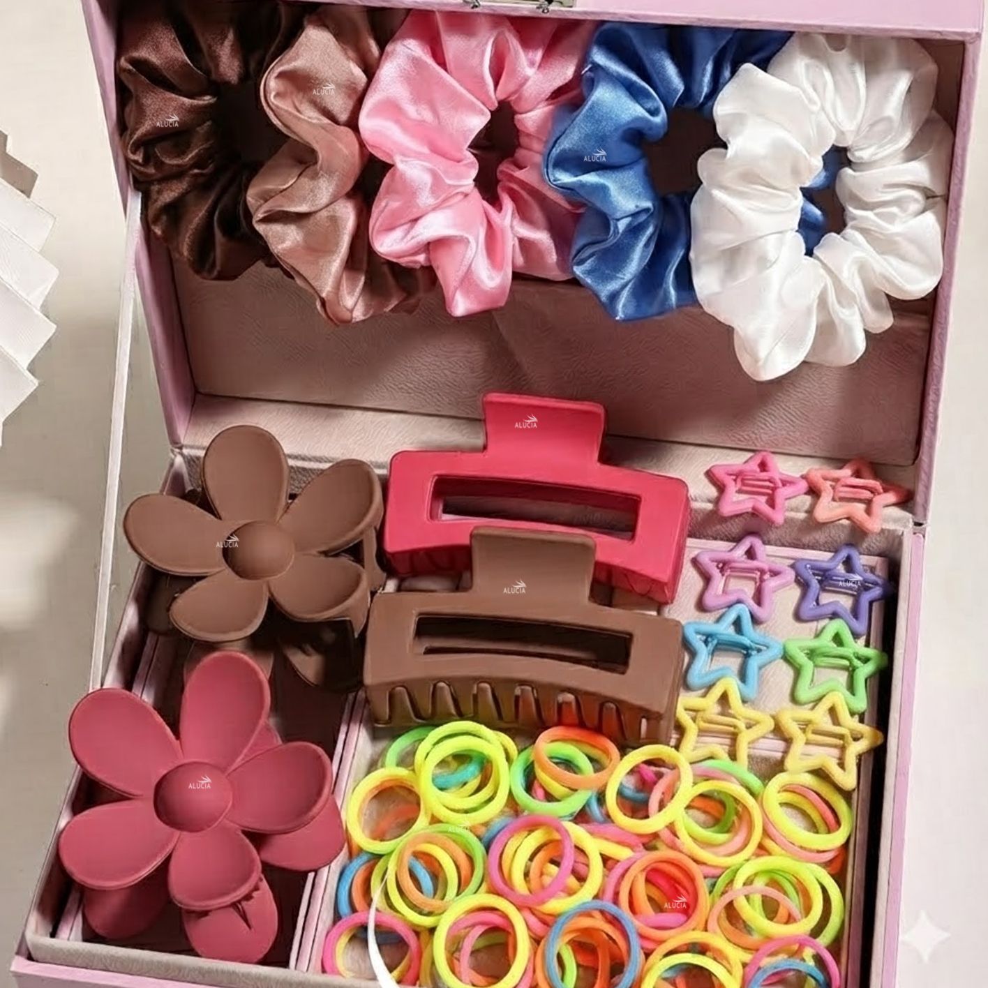 Pack of 62 Non-slip Hair Claw Clip Accessory Set For Women Girls, Rubber Band Hair Accessory Set-image-1