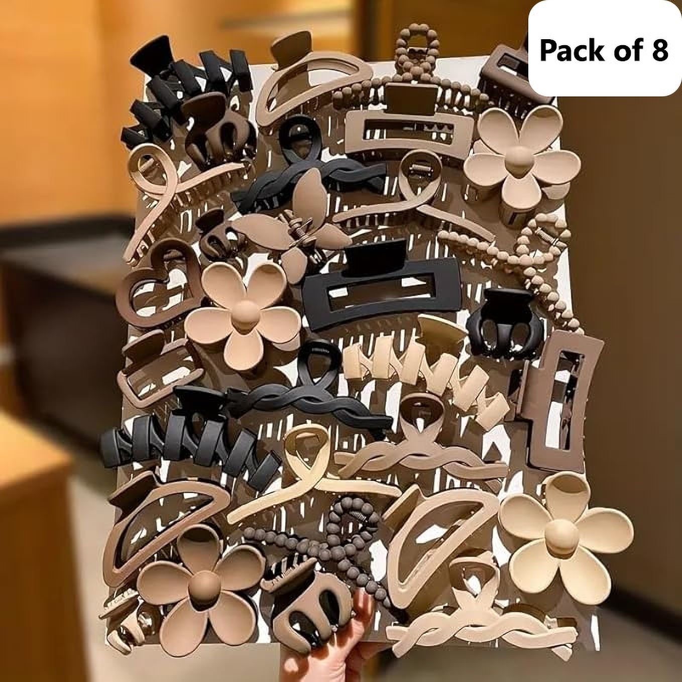 Beauty Matte Hair Claw Clips Hair Accessories For Women & Girls Multicolor 8p Hair Claw-image-28