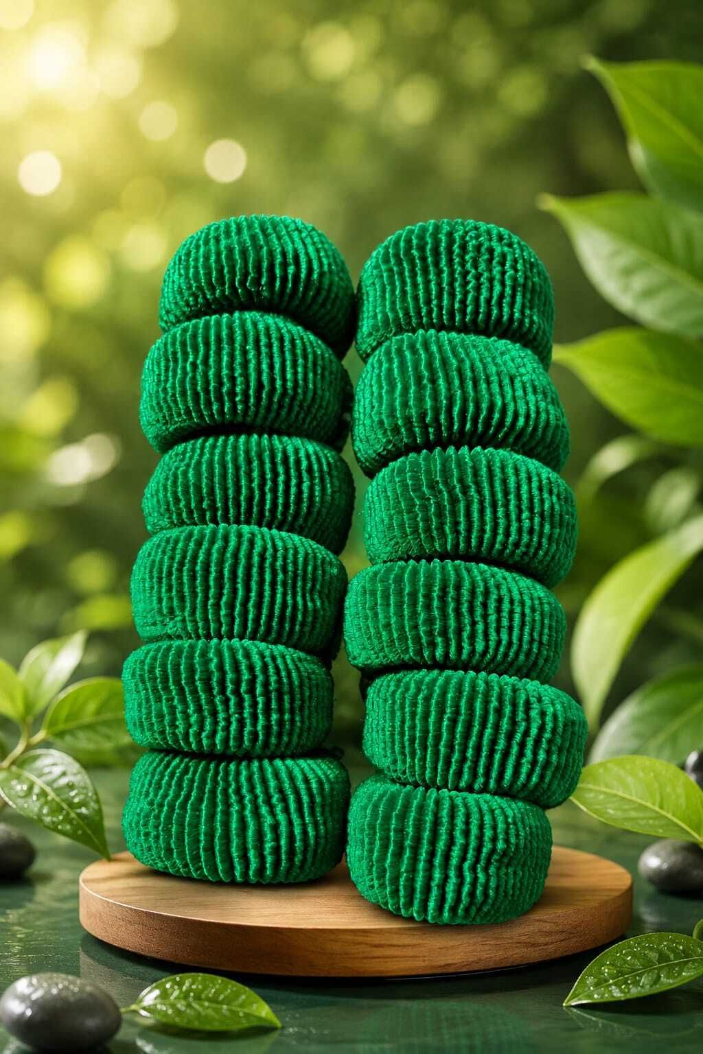 12 PCS Green Dimple Hair Rubber for Women & Girls Rubber Band-image-14