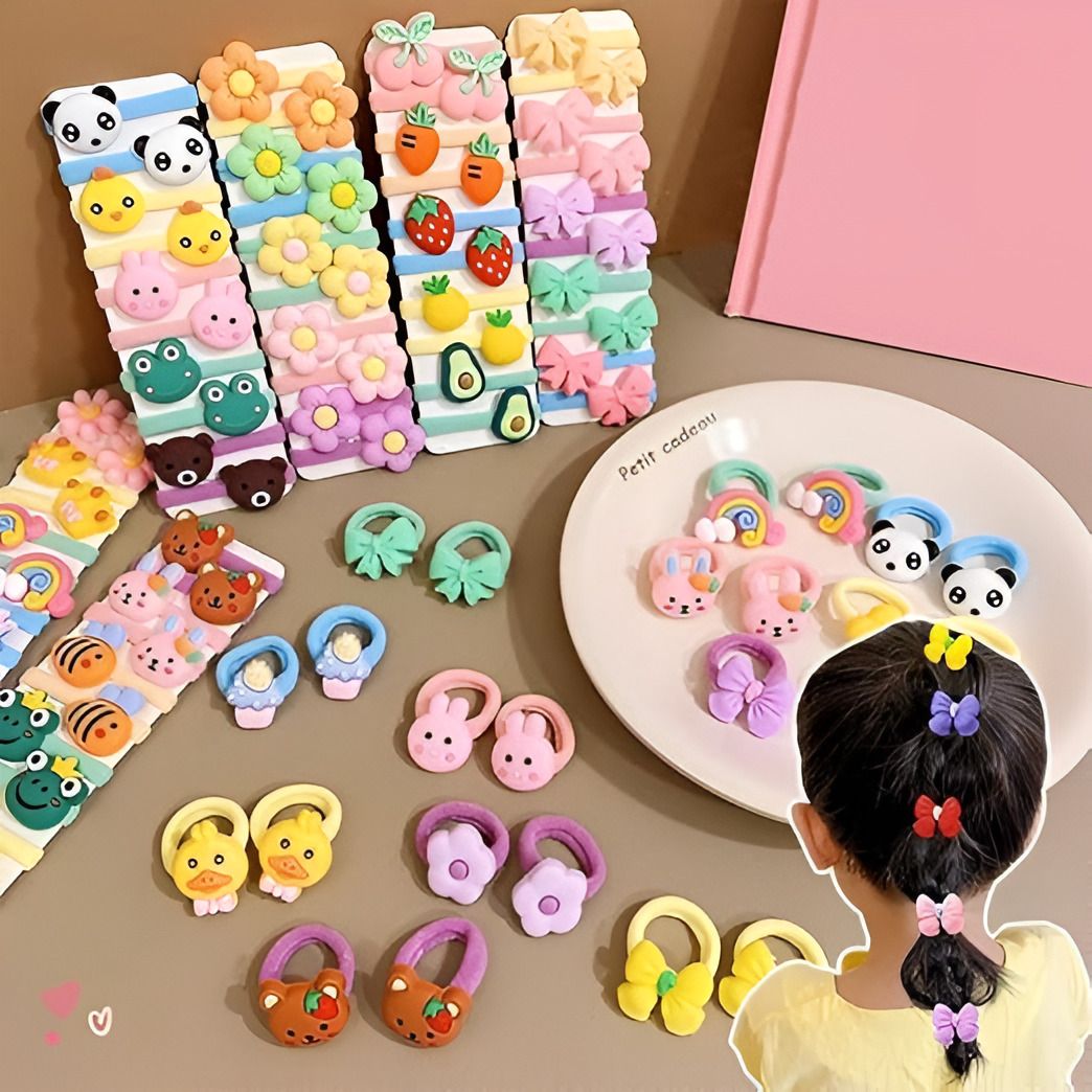 24 PCS Fun & Funky Cartoon Rubber Bands: Brighten Up Every Hairstyle Rubber Band