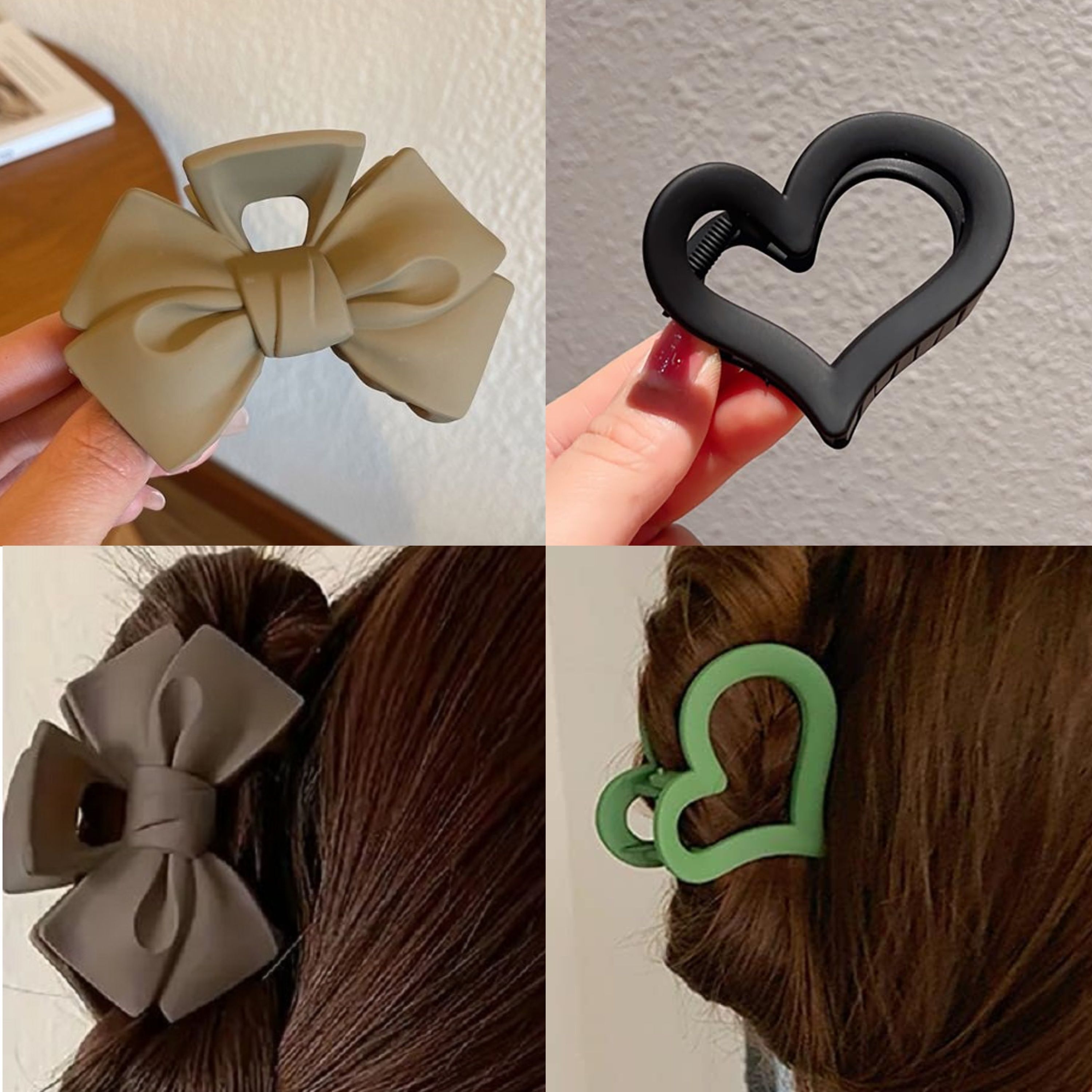Matte Finish Hair Clutcher Combo | Heart & Bow Strong Grip Clips Hair Clip-image-40