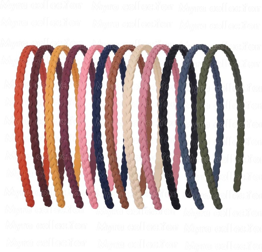 Premium Plastic Solid Color Headband 12 Pcs Head Band-image-13