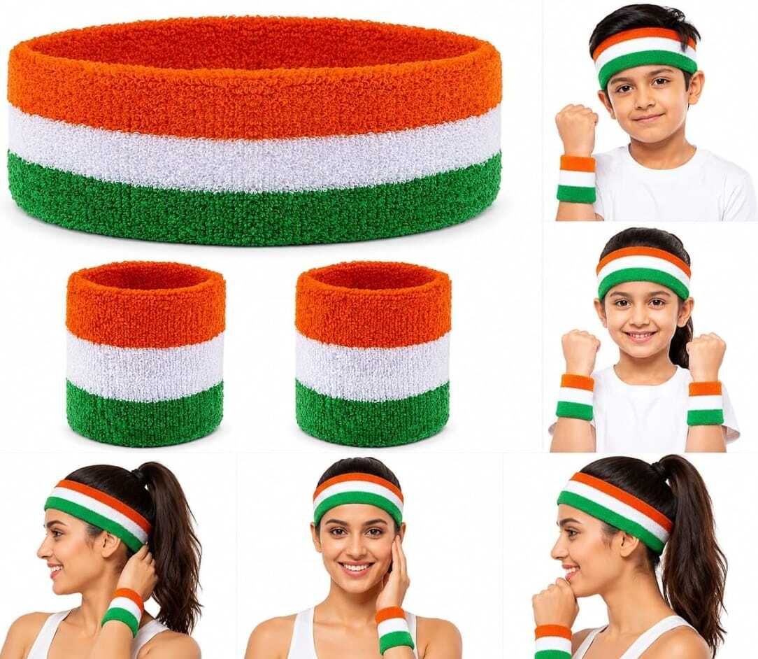 fashiontrends Independence Day Band Tiranga Indian Wrist Band Tricolor and headband Hair Band-picture-22