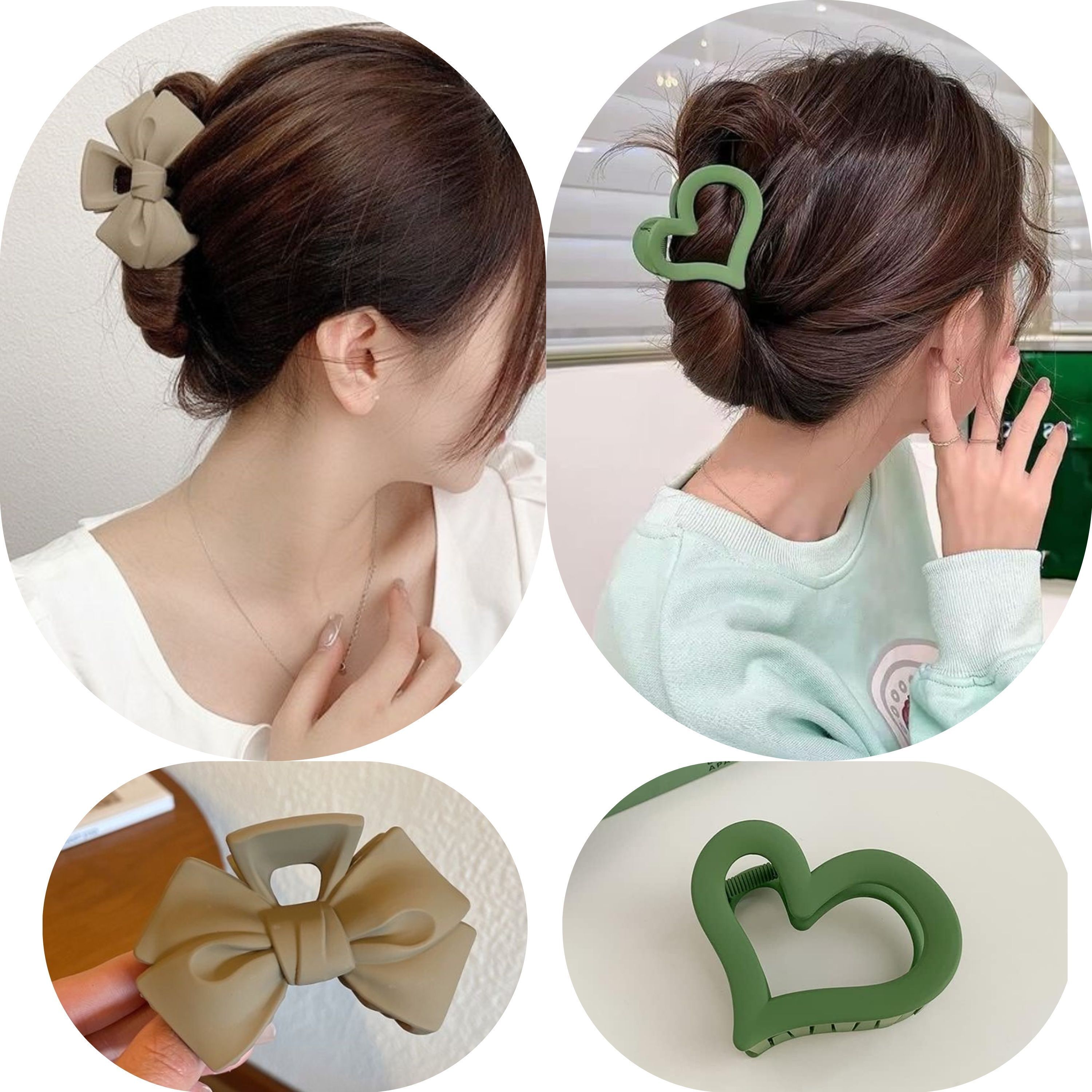 Combo of 4 Korean Hair Clutchers |Heart & Bow Shaped for Stylish & Elegant Look Hair Clip-image-21