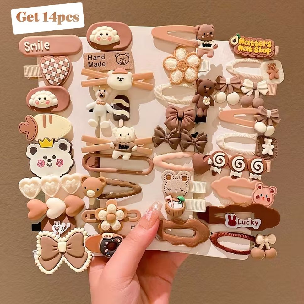 14 Pcs Cute Cartoon Hair Clips Set for Girls & Kids Hair Pin-image-28