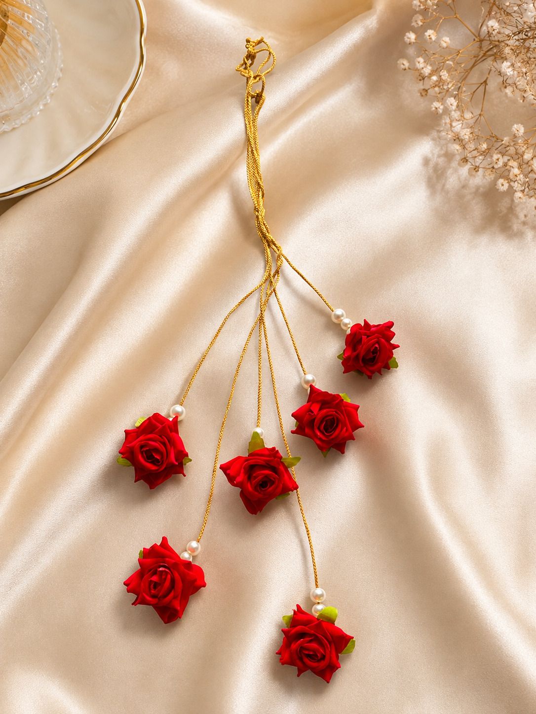 Rose Bloom Bridal Paranda Hair Chain-image-3