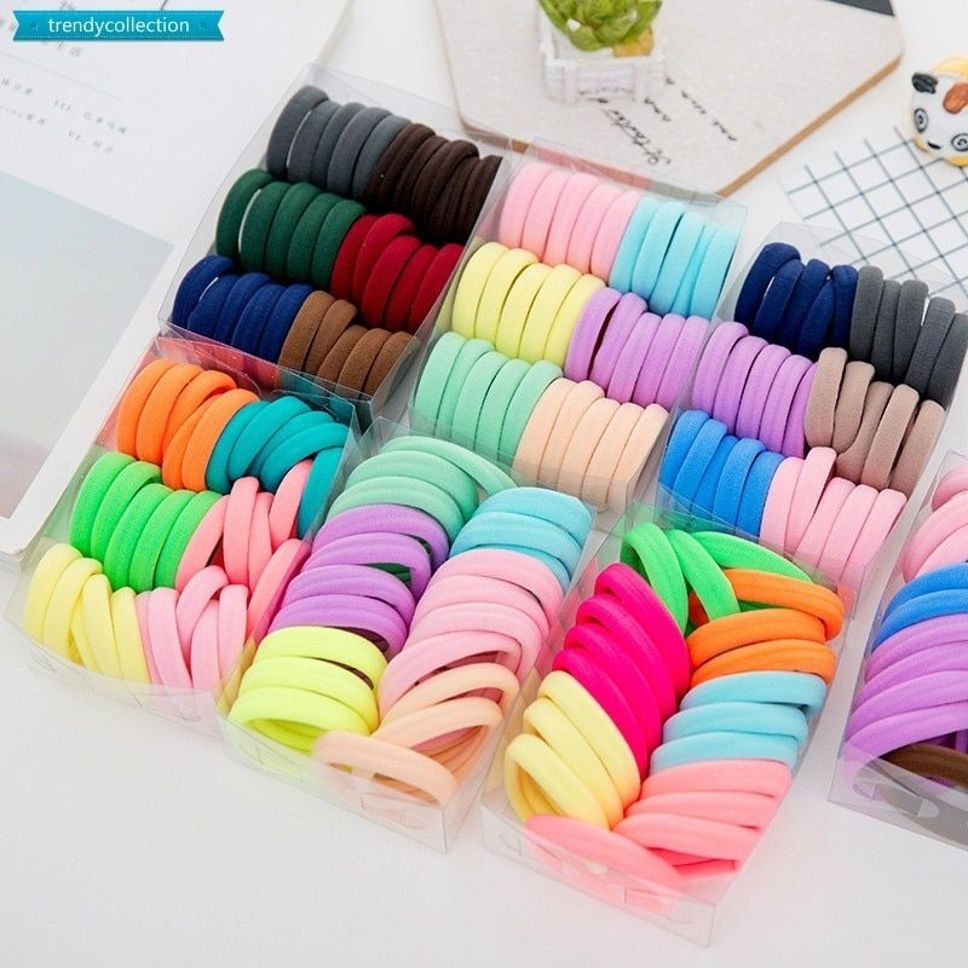 60 Pcs Soft Elastic Hair Rubber Bands Set with Box Storage for Women and Girls Rubber Band-image-15