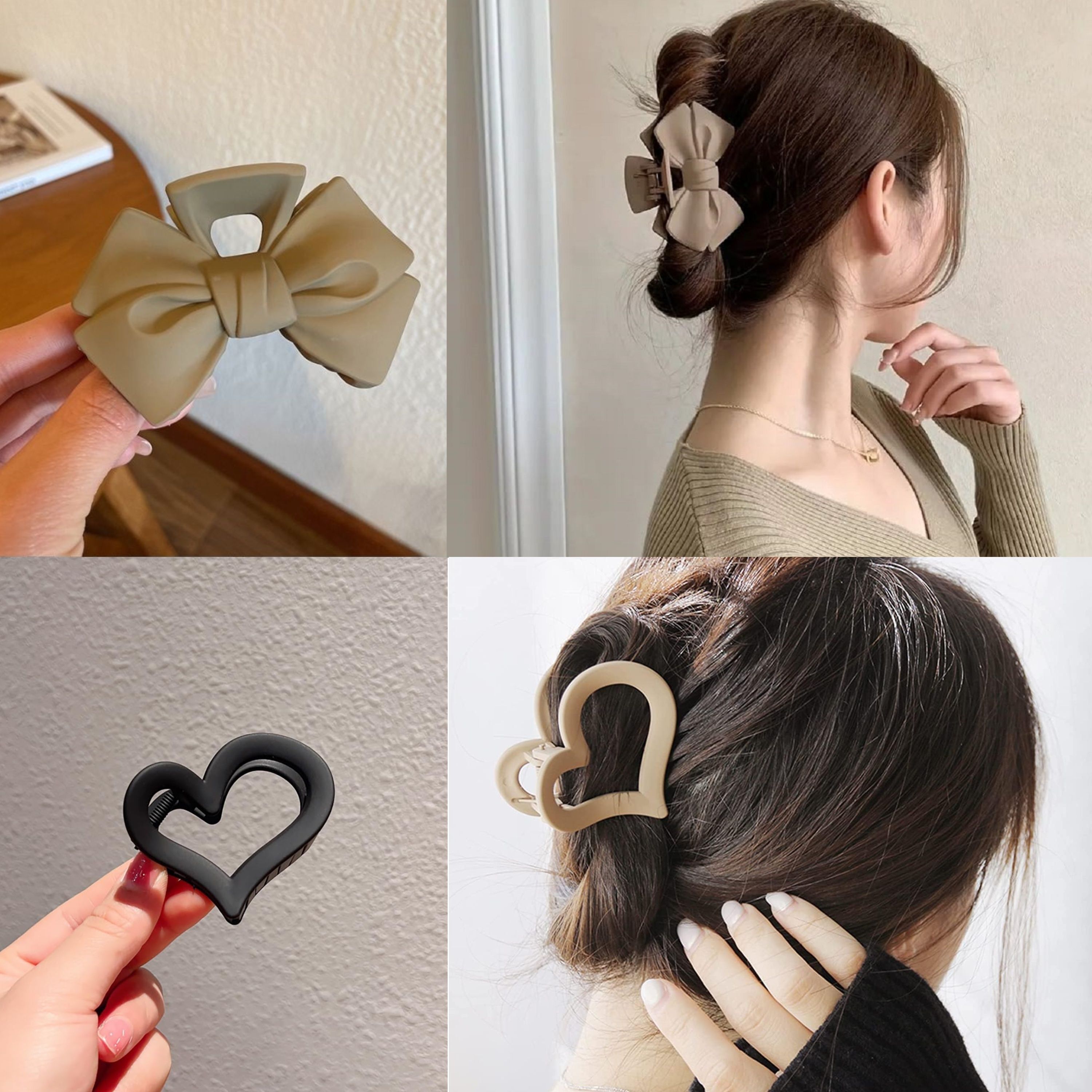 Stylish Hair Claw Clips Set | Heart & Bow Matte Clutcher Combo Hair Clip-image-22