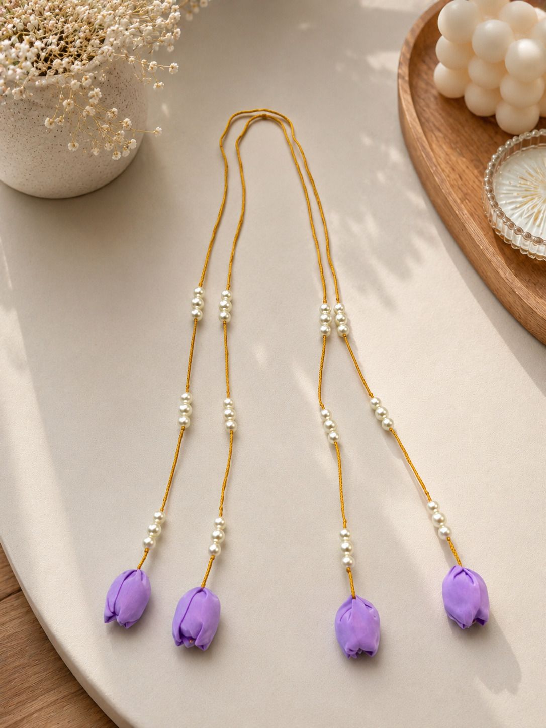 Lavender Pearl Hair Paranda Hair Chain-image-0