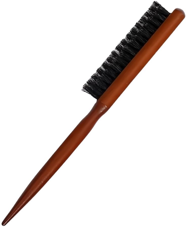 Wooden Teasing Brush Rat Tail Nylon Brush, Three Row Salon Teasing Brush-image-6