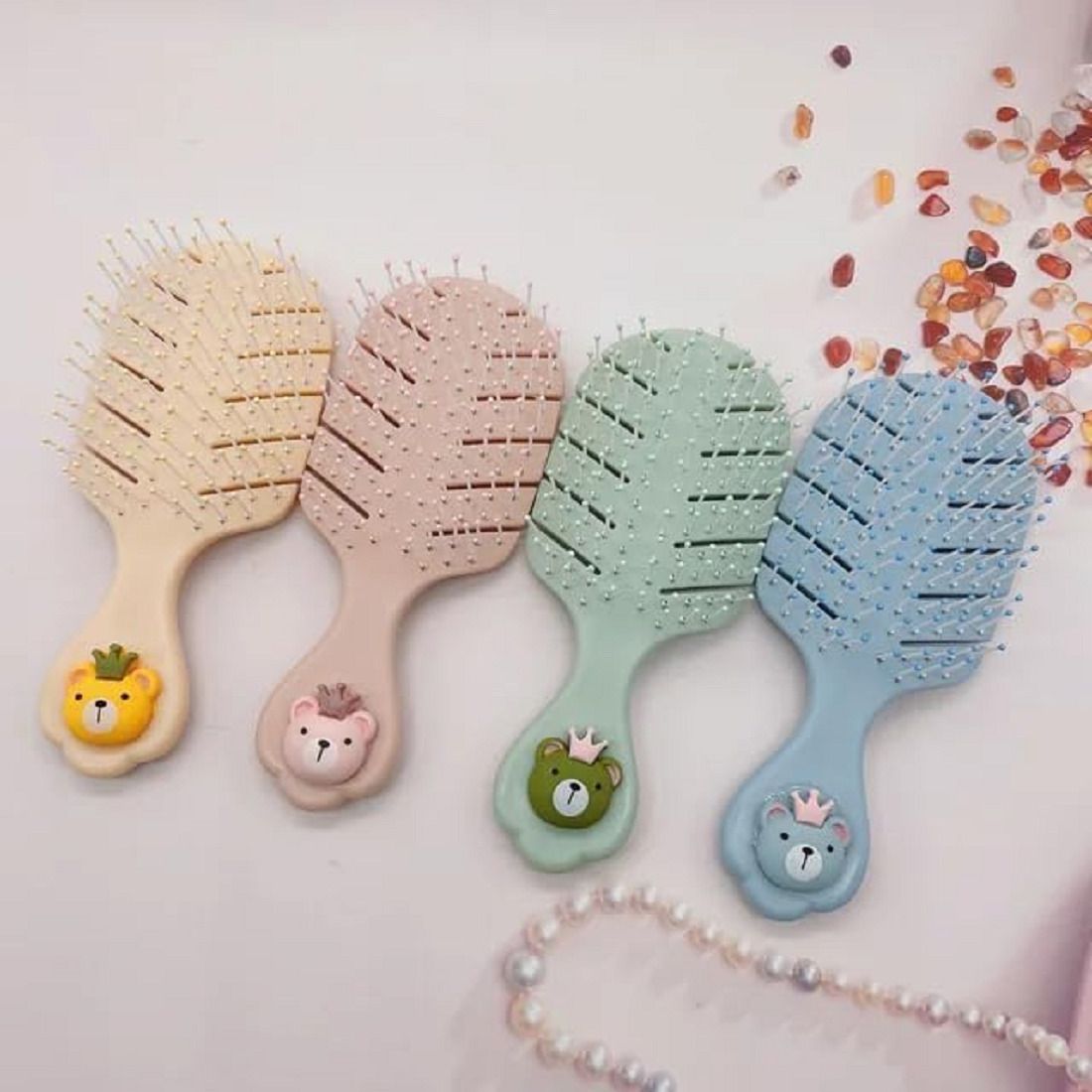 rinpoche Mini Baby Hair leaf shape or Flexible Detangler Brush Comb Intelliflex Bristles-picture-23