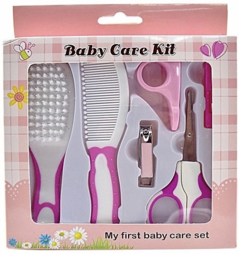 Best Quality Healthcare Kit for Newborn Baby Kids Nail Hair Grooming Brush- Pink