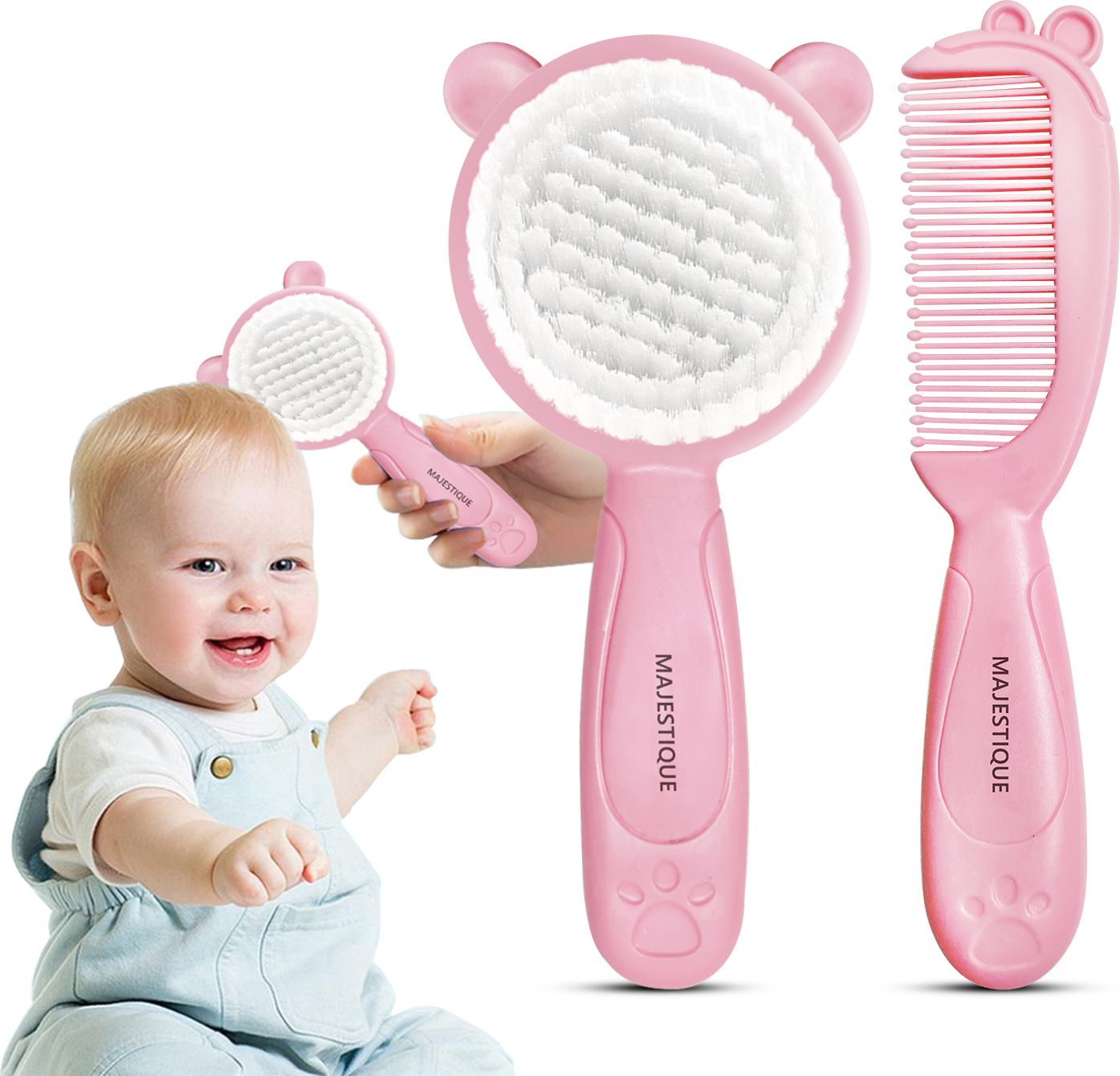 majestique Baby Hair Care Set, Brush & Comb, Soft, Safe for Newborns - 2Pcs/Mutlicolour-picture-20