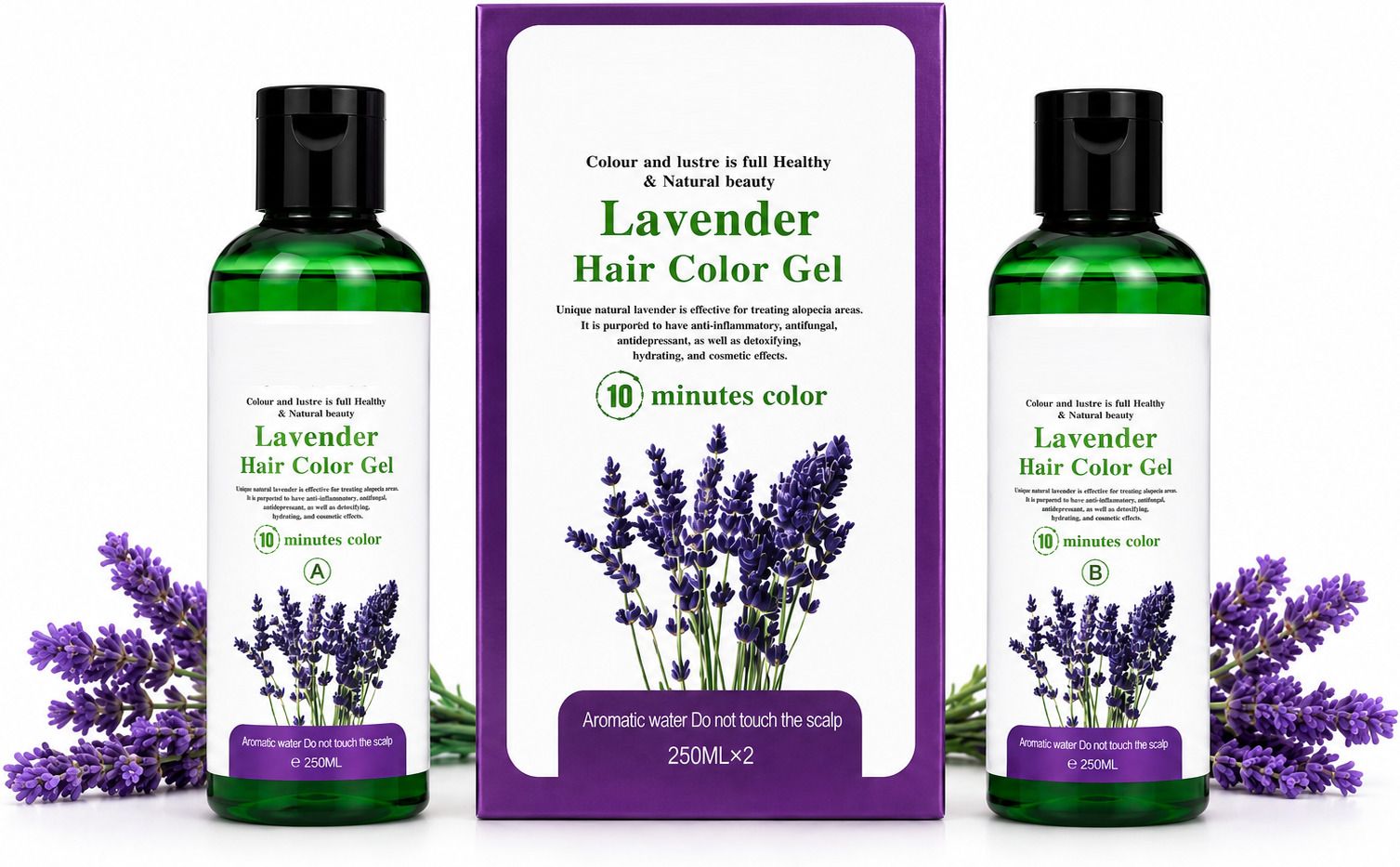 Lavender Hair Color Gel Natural Black 250ml x 2 | Long Lasting Hair Dye , BLACK-image-40