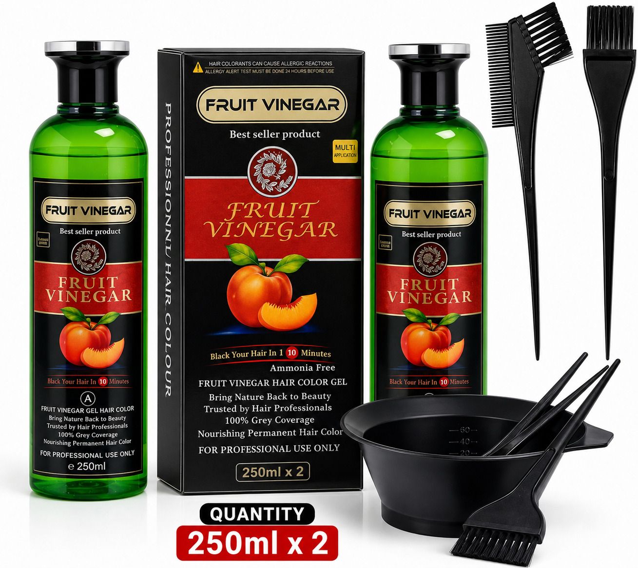 morbee FRUIT VINEGAR EXTRACT GEL BASED HAIR COLOR+ bowl VB25 , Natural Black Color Dye for Hair Care With Natural Ammonia Free Color Dye-picture-21