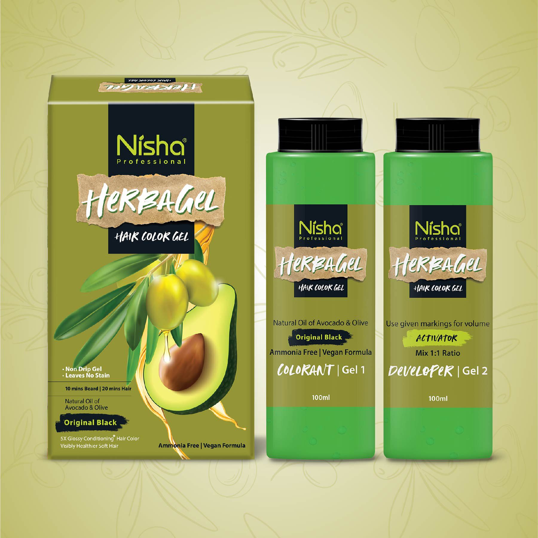 Herba Care Hair Colour & Beard Colour Gel 200ml | 100% Grey Coverage No Ammonia , Original Black-image-7