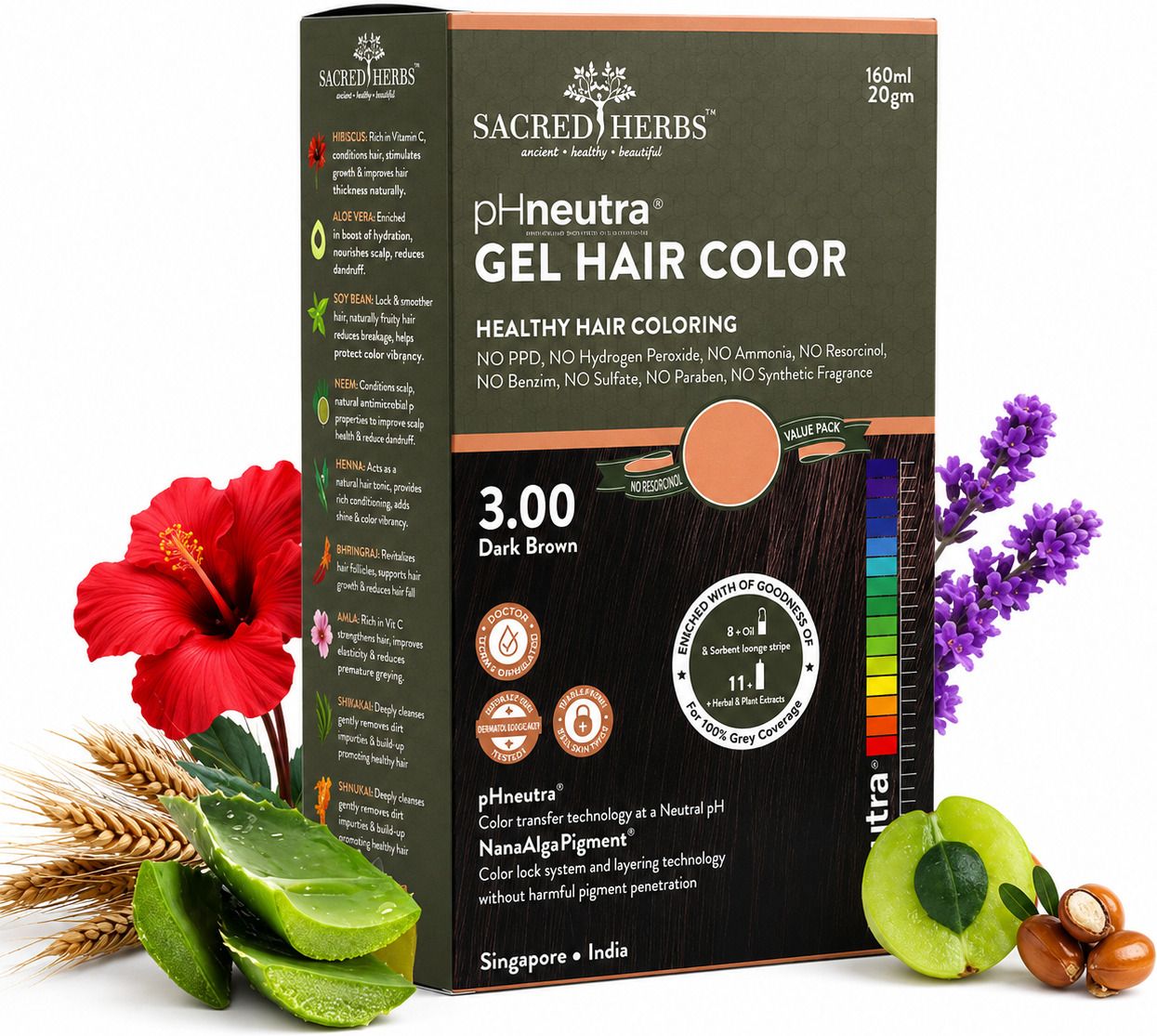Ammonia & PPD Free Semi Permanent Natural Gel Hair Color for Men Women, 180gm , Dark Brown 3.00-image-29