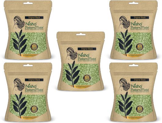nisha Nature Mate Henna Powder For Hair Color 45 gm each (Pack OF 5) , Original Black-picture-11
