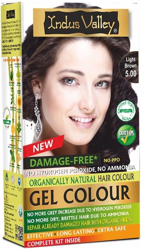 Damage Free Gel Hair Colour Light Brown 100% Grey Coverage Hair Color Trial Pack ,Light Brown-image-2