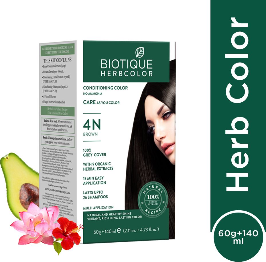 Herbcolor Natural Conditioning | 100% Grey Coverage | 4N Brown Hair Colour , Brown-image-42