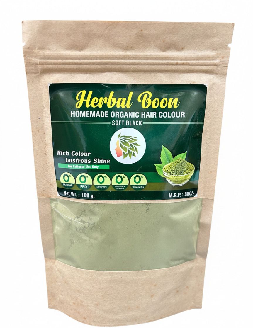 Homemade Organic Hair Colour – Soft Black, 100g | Natural & Chemical-Free, Black , Black-image-3