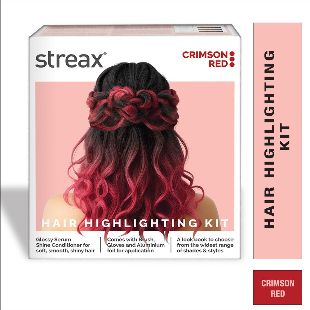Hair Colour Highlight Kit , Hair Colour for Women, DIY Application ,Crimson Red-image-42