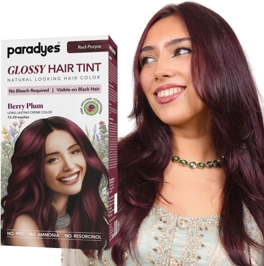 No Bleach Glossy Hair Tint, For Natural Black Hair ,Berry Plum-image-34