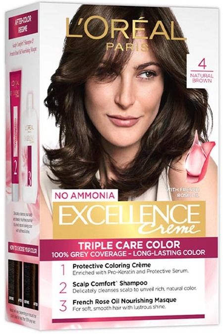 Excellence Creme Hair Colour |upto 100% Grey Coverage | 4 ,Natural Brown