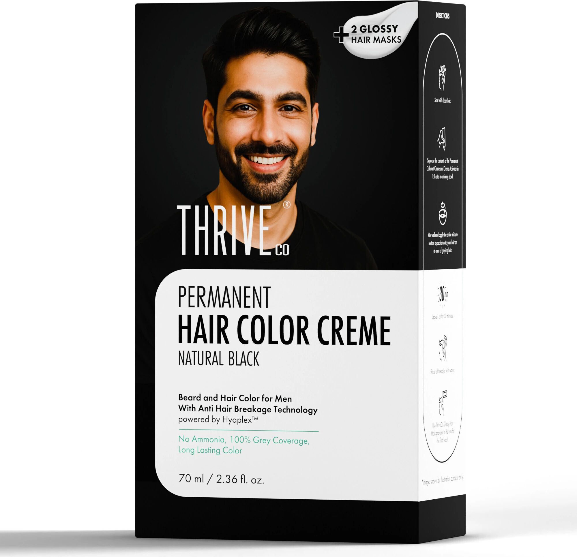 thriveco Permanent Hair Color Creme, Long Lasting Coverage, Damage Reversal, With Hyaplex , Natural Black-picture-17