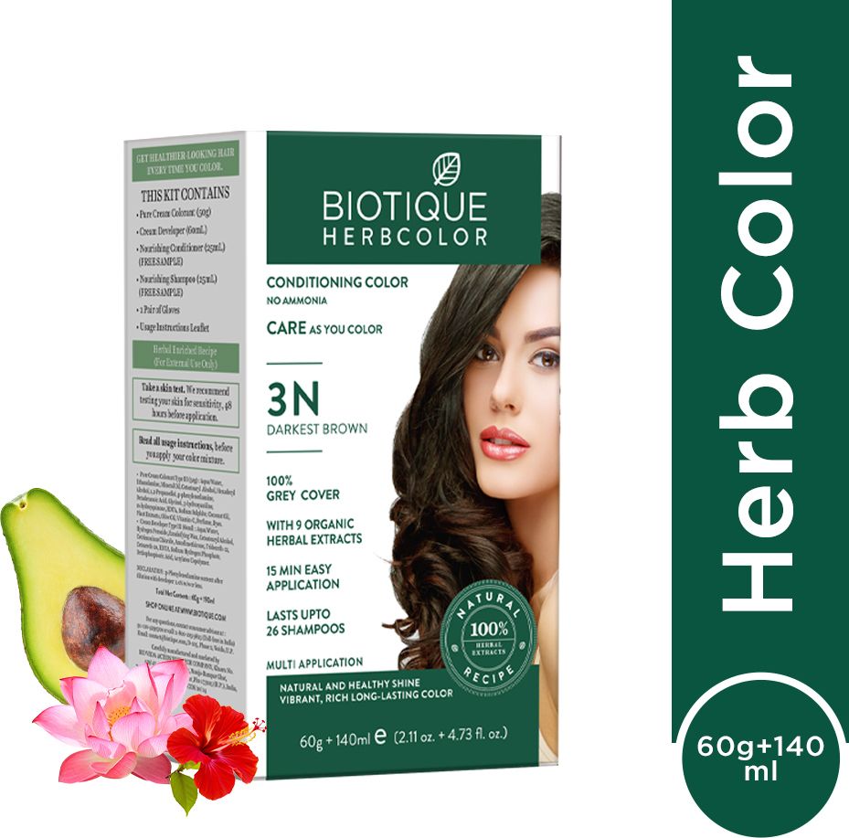 Herbcolor Natural Conditioning | 100% Grey Coverage-3N Darkest Brown Hair Colour , Darkest Brown-image-41