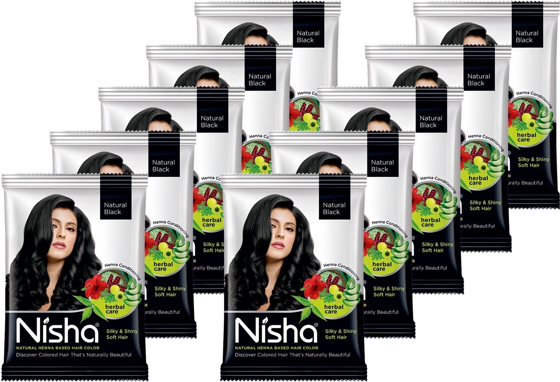 Natural henna based hair color 10 gm each Sachet (Pack of 10) Permanent Natural Black , Natural Black-image-5