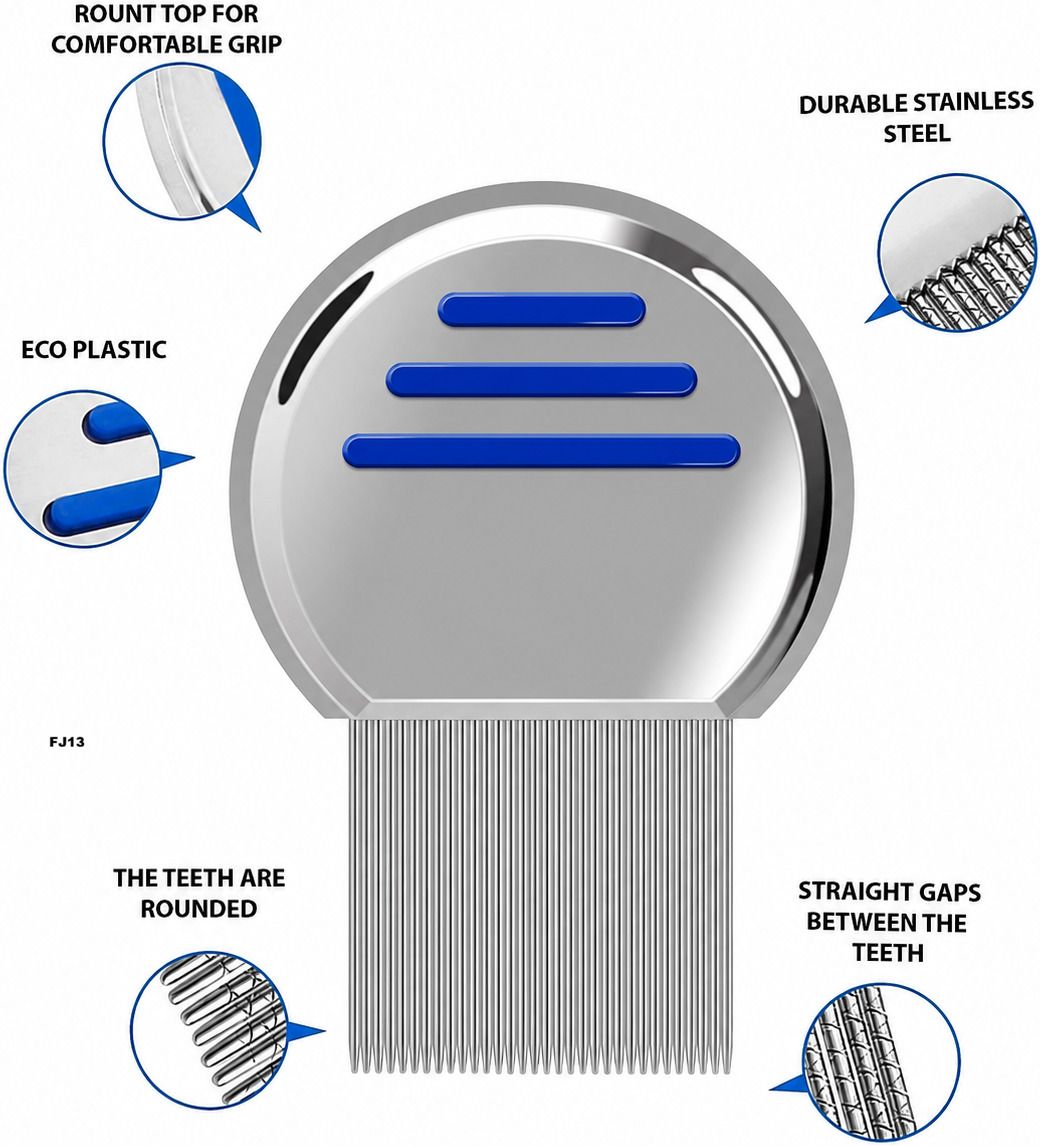 Lice Nit Egg Removal Treatment Stainless Fine Metal Comb for All Type Hair FJ13-image-15