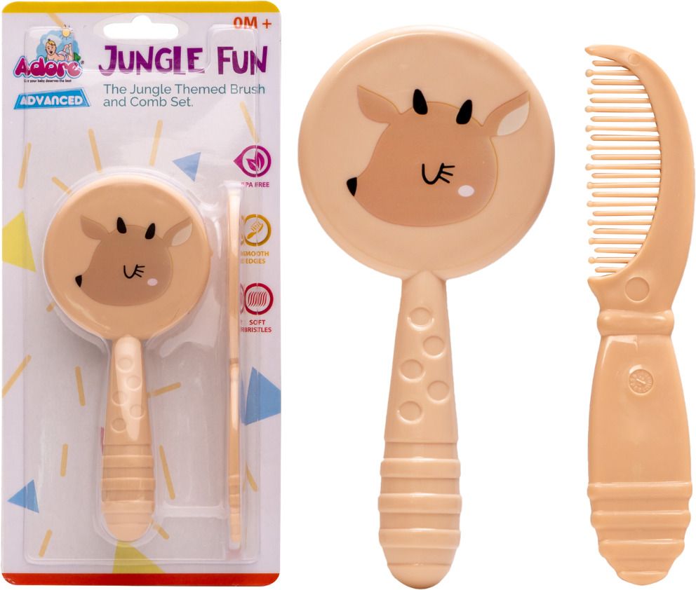 Jungle Fun Baby Brush & Comb Set - Ergonomic Design- BPA Free- Easy Grip Handle-image-3