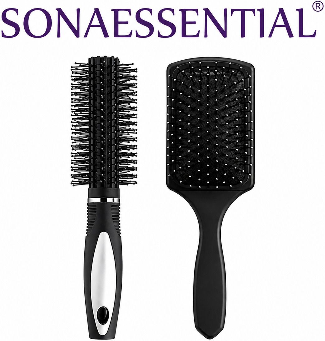 Paddle & Round Hair Brush Combo Set-image-23