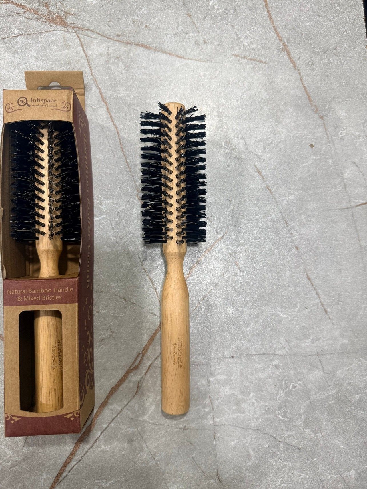 Natural Wood Round Hair Brush for Blow Drying-image-48