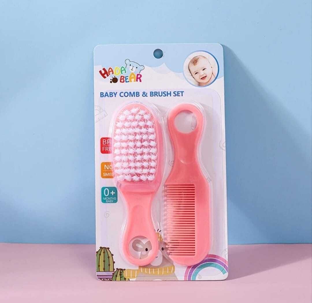 Soft Baby Hair Brush & Comb Set |Newborn Scalp Care | BPA Free Pink Grooming Kit-image-32