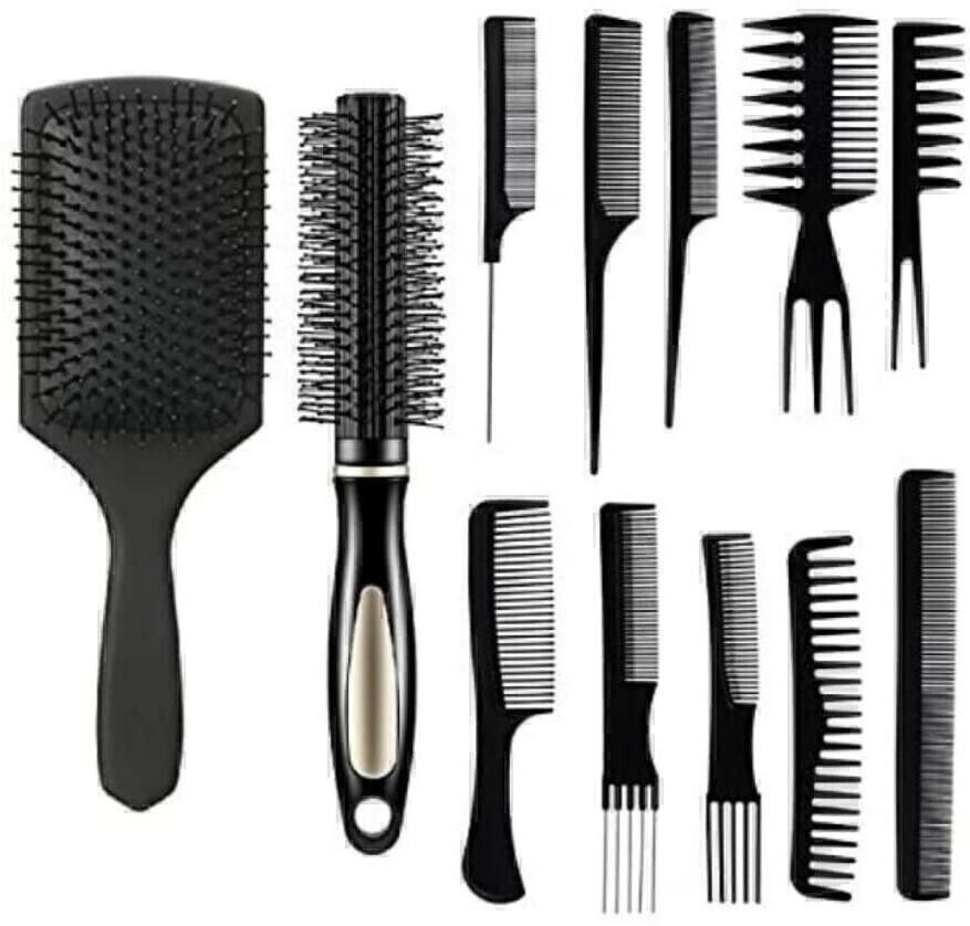 12 PIECE COMBO WITH FLAT BRUSH ,ROLLER COMB.10 IN 1 COMB SET-image-4