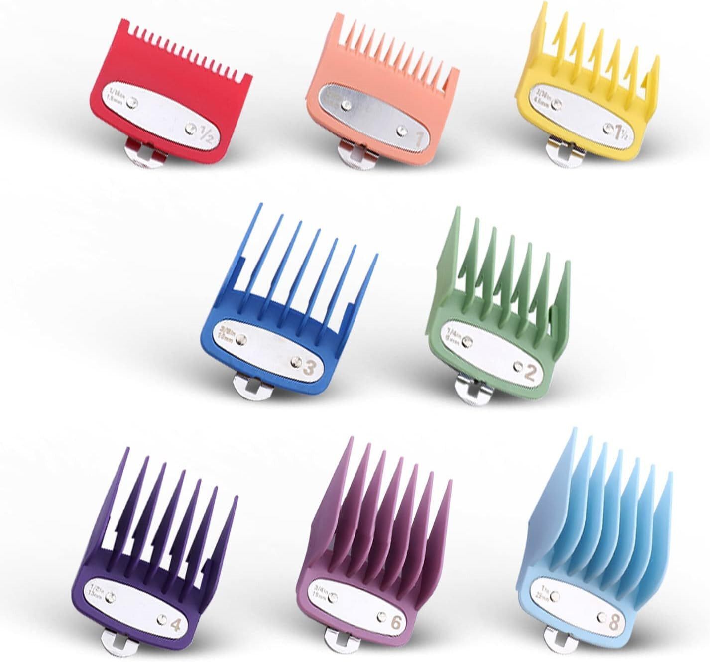 8 Color Professional Hair Trimmer/Clipper Guard Guide Combs with Metal Clip-image-19