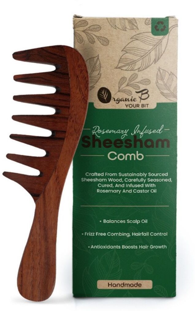 Rosewood Wide Tooth Wooden Comb with Curved Handle-image-32