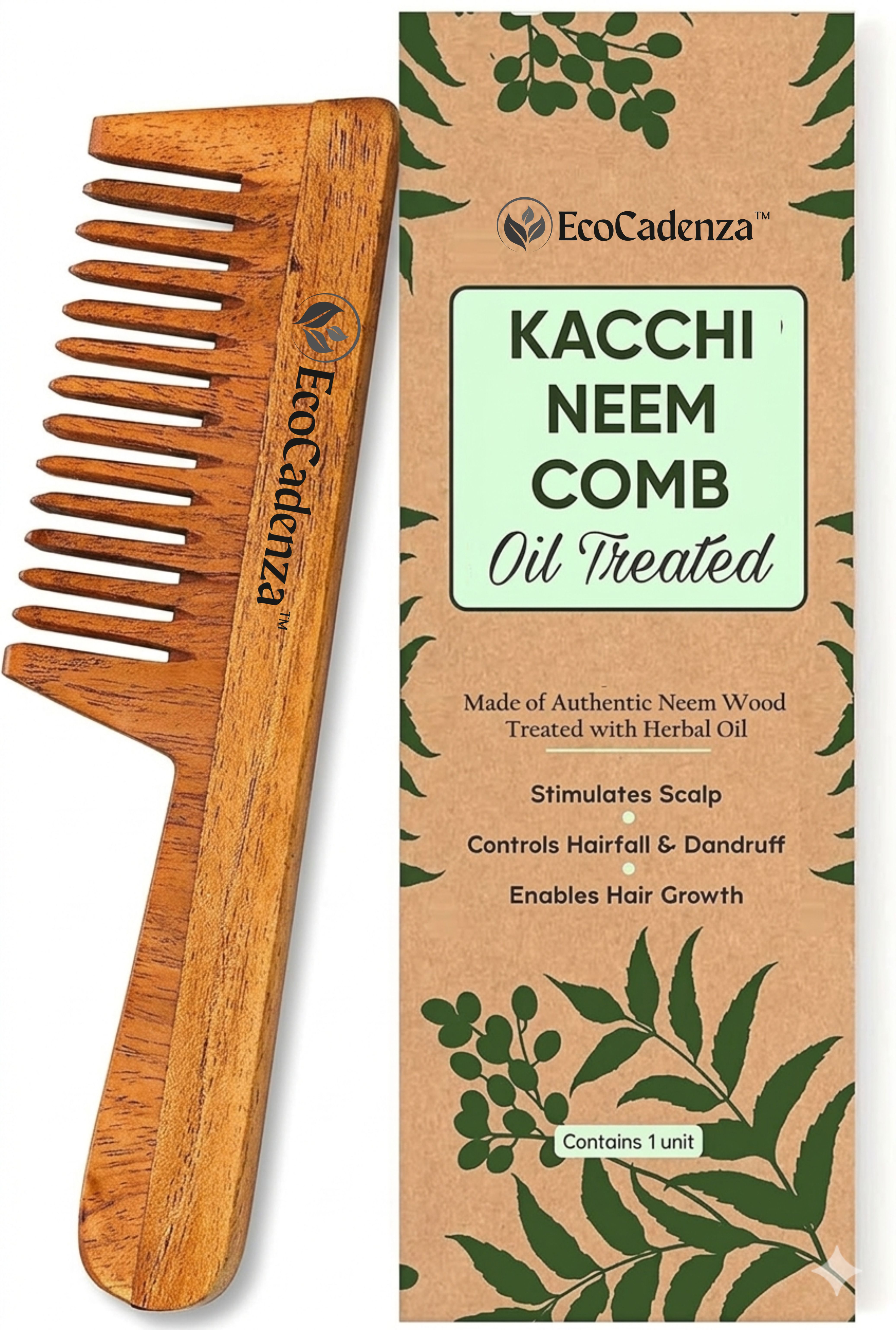 Kacchi Neem Comb, Wooden Comb | Hair Growth, Hairfall, Dandruff Control-image-8