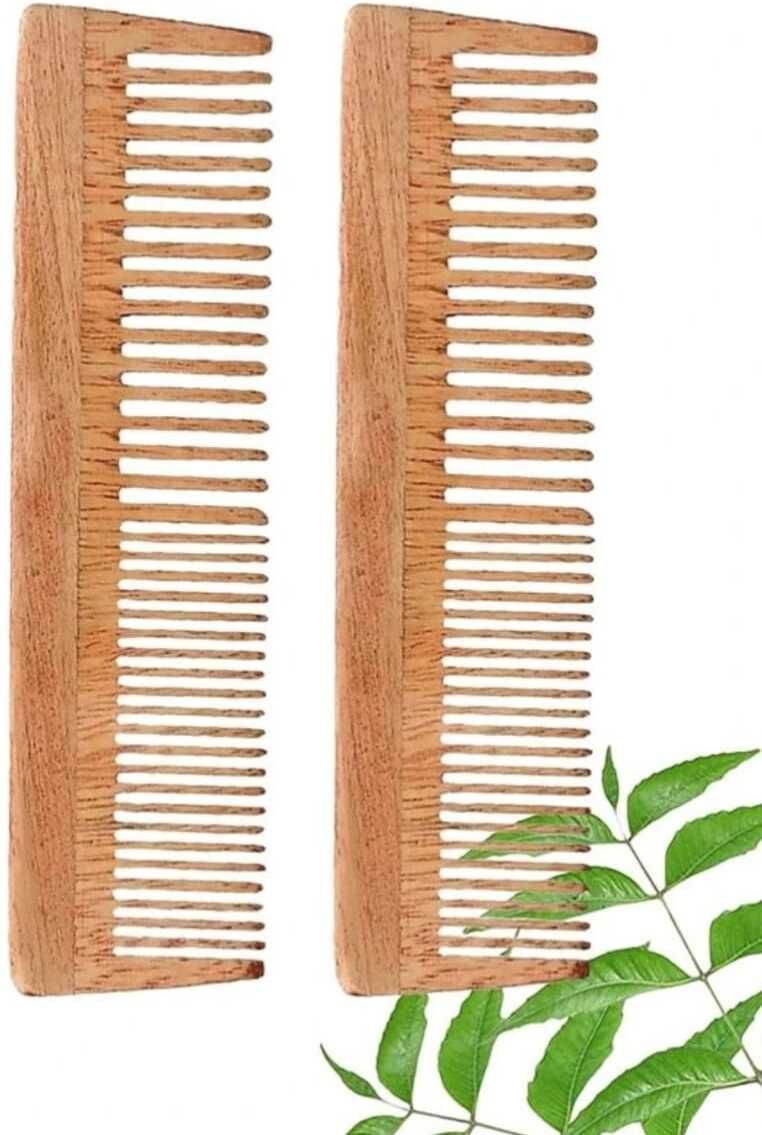 shriji trend ways Natural Wooden Hair Comb - Pack of 2 | Anti-Static Eco-Friendly Neem Wood Comb-picture-19