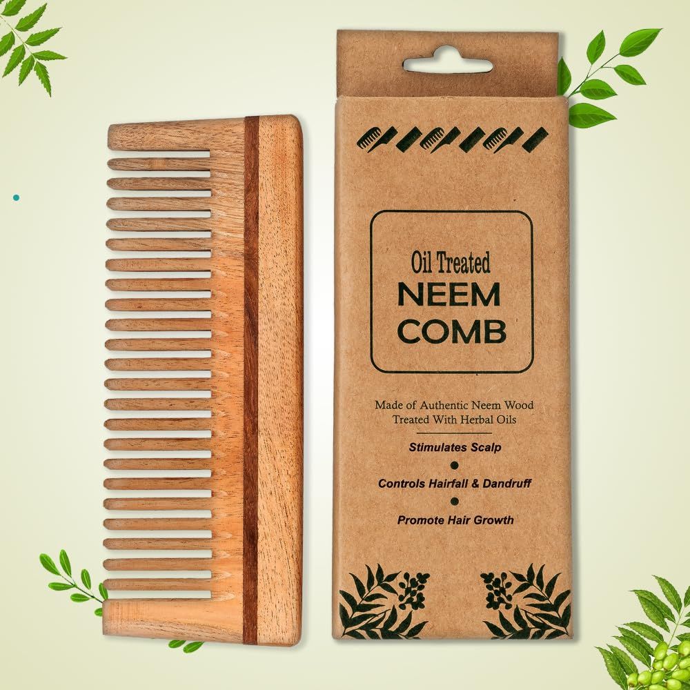 OilTreated Neem Wood Comb for Men Women Hair Care Scalp Massage Dandruff Control-image-20