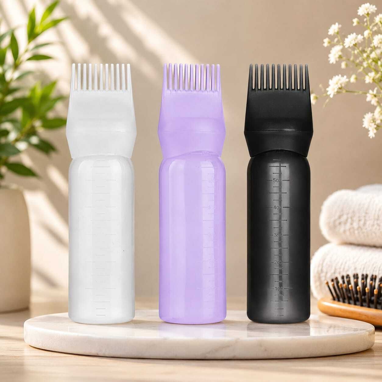 Multi-Purpose Hair Dye Applicator Bottle with Comb for Oil & Scalp Treatment 3PC-image-11