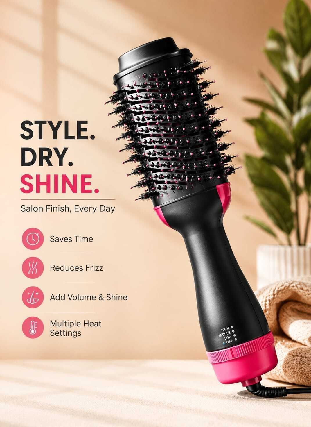 ua impex HOT AIR BRUSH 3 IN 1 Hair Curler-picture-26