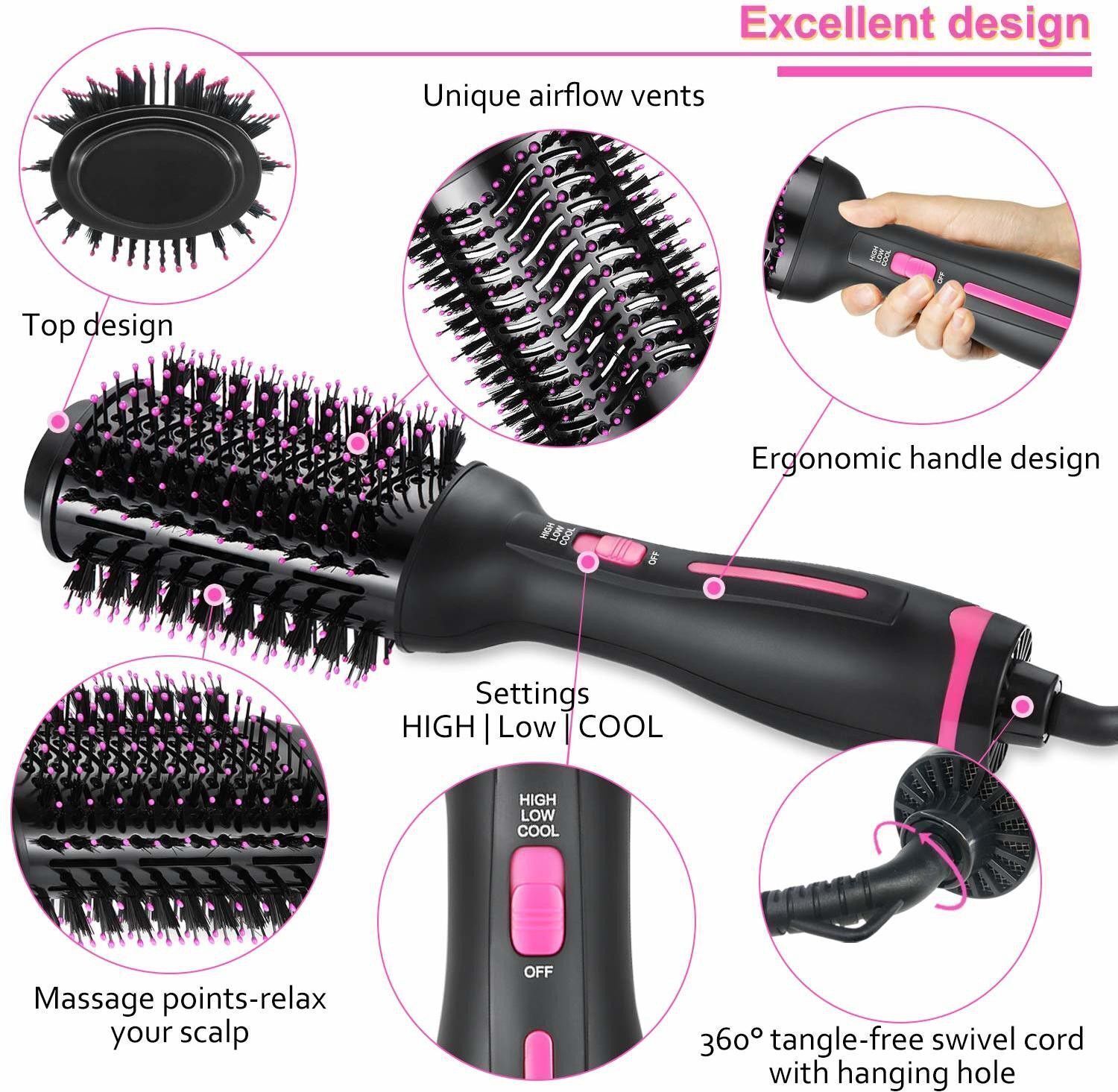 ua impex On Step Hair Dryer, 4 in 1 Hot Air Brush for Drying, Straightening NI79 Hair Curler-picture-25