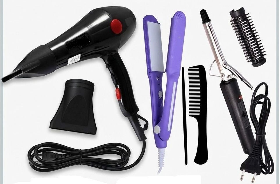 CK INDIA Hair Dryer 2000 Watts Straightener 8006 & 471B Curler With 2 Tail Combs Combo Personal Care Appliance Combo-image-48