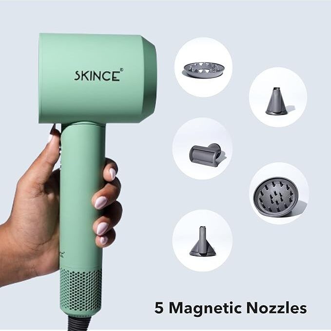 SKINCE Sonic High Speed BLDC Hair dryer, 2000W, 5 heads, millions ion, heat protection Hair Dryer