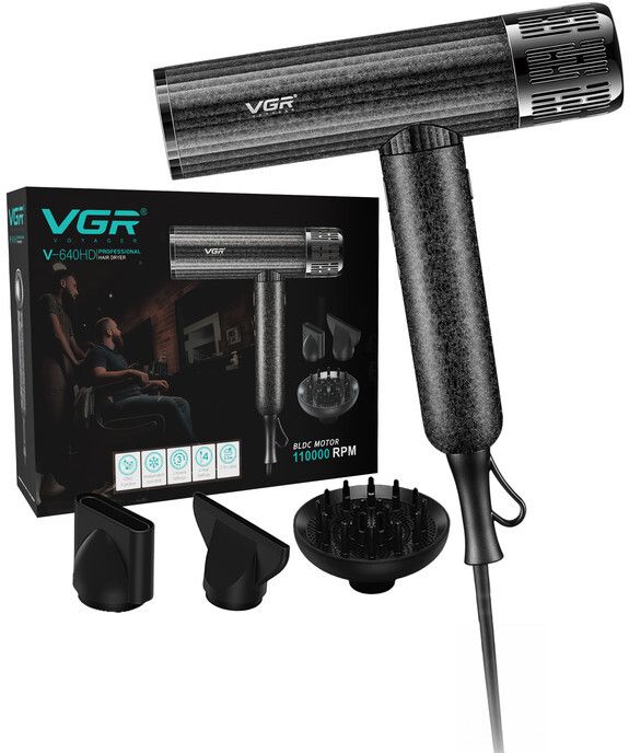VGR V-640HD Barber Series High-Speed BLDC Styling Tool with Magnetic Attachments Hair Dryer-image-38