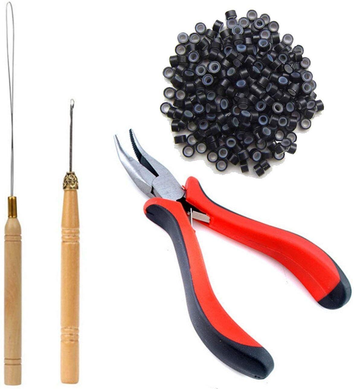 Extension Kit 500pcs Silicone Lined Micro Rings Black Pliers Pulling Hair Extension-image-32