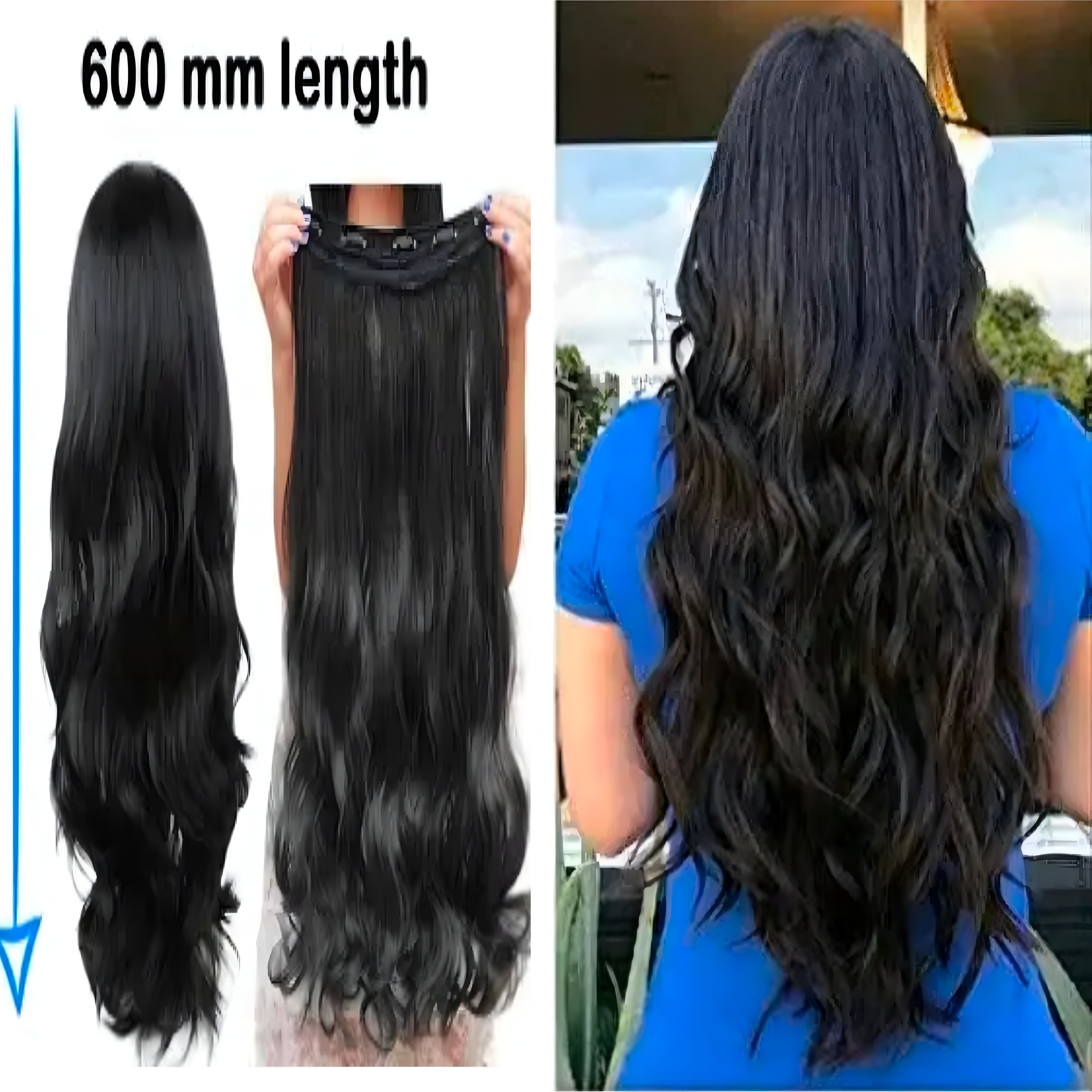 26 Inch 5 Clips Curly Extension(Black) Hair Extension-image-29